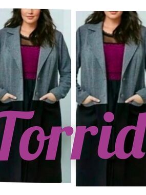 Torrid Grey Blazer with Magenta Top